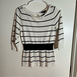 White‎ House Black Market striped peplum sweater top XS